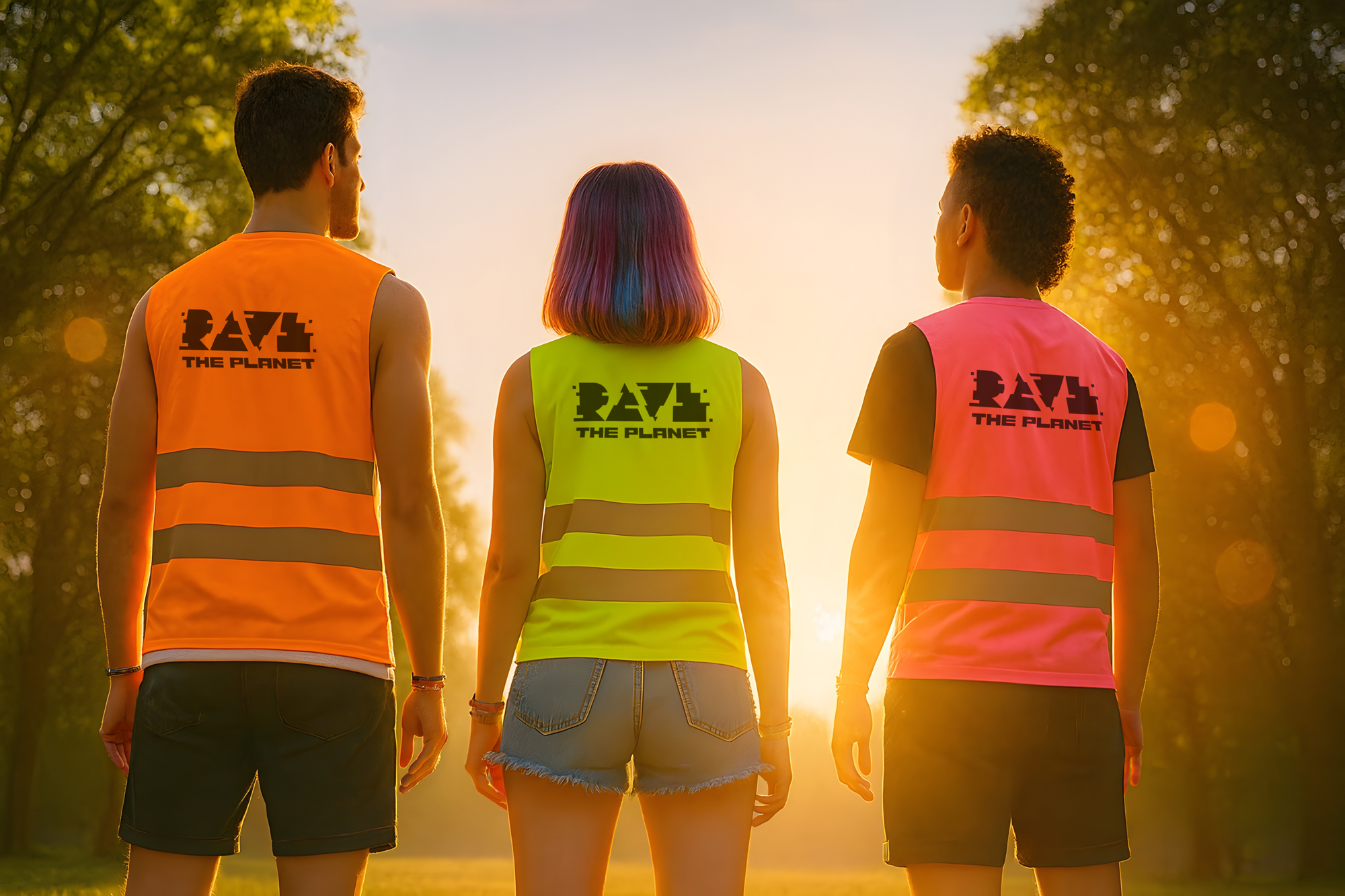 rave the planet volunteers ordner stewards safety awareness team clean-up crew eco team ai generated picture
